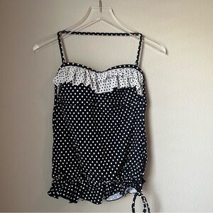 Kenneth Cole Reaction Swimsuit Tankini White & Black Polka Dot Size Medium